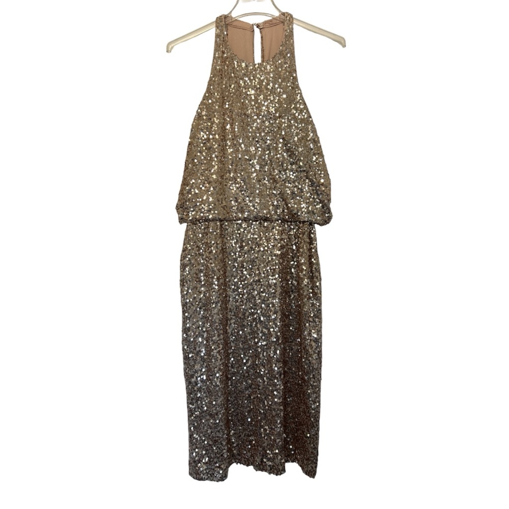 Badgley Mischka Elegant Rose Gold Mini Dress
